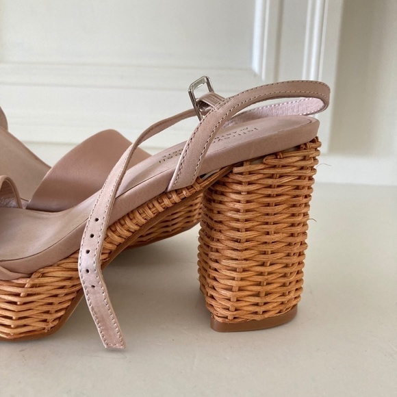 NWOT Jeffery Campbell Anthropologie Platform Pink Leather Basket Heels - Picture 4 of 9